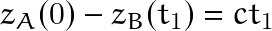 \begin{equation*} z_A(0)-z_B(t_1)=ct_1 \end{equation*}