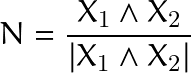 \[ N=\frac{X_1 \wedge X_2}{|X_1 \wedge X_2|} \]