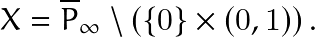 \[ X= \overline{P}_{\infty} \setminus \left(\{0\} \times (0,1) \right). \]